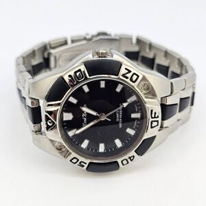 Mark Naimer Men's Watch 40MM‎ Black Dial Gray Black Bracelet Band 8" New Battery